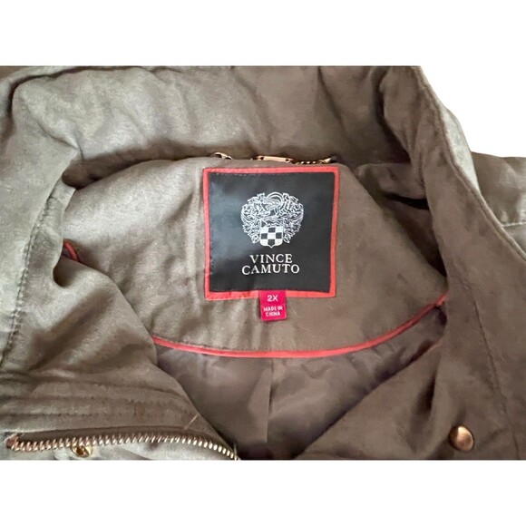 Vince Camuto Jacket Womens XXL Beige W/ Collar Zip Hidden Hood Lightweight - Picture 2 of 5